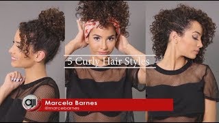 Tutorial de 5 peinados fáciles para cabello rizado por Marzeamor [upl. by Adiuqram]