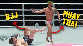 quotGet Upquot 😳 Muay Thai Star OBLITERATES BJJ Practitioner In MMA Fight [upl. by Budge847]