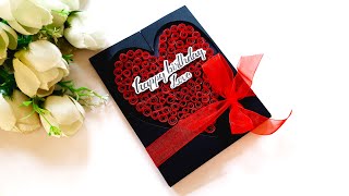 A Beautiful Handmade Birthday Card for Boyfriend  Handmade Birthday Card for Hubby  Tutorial [upl. by Cad413]