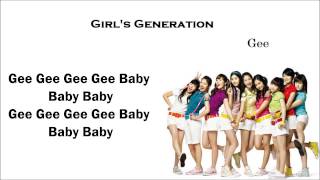 GirlsGenerationSNSD Gee Lyrics [upl. by Oiznun]