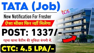 TATA Recruitment 2024  CTC 45 LPA  TCS New Job Vacancy 2024  ITI Job 2024  Private Job 2024 [upl. by Sheela]