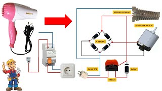 Hair dryer wiring diagram  Repair Any Hair Dryer Very Easily at Home [upl. by Harmony525]