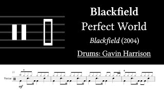 Blackfield  Perfect World Drum Sheet Music Transcription [upl. by Artied145]