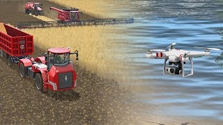 SUPER WIDE COMBINE HEADER  DRONE FLYING AND MESSING ABOUT [upl. by Oleta]