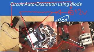 4Alternateur De Voiture Circuit AutoExcitation DIODE  de PUISSANCE Onduleur 12V dc To 120V ac [upl. by Sivram]