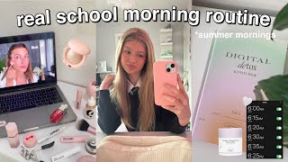 SUMMER SCHOOL MORNING ROUTINE  my natural summer makeup routine 🌴🥥 [upl. by Gerrard]