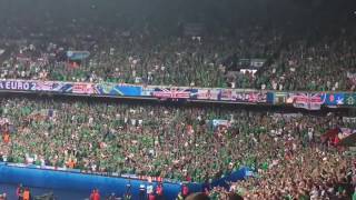 Northern Ireland fans sing quotWill Griggs On Firequot In Paris against Germany While 10 Down [upl. by Yrrah889]