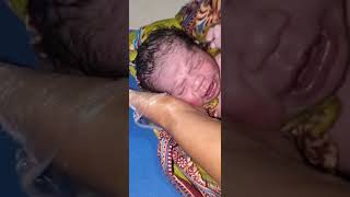 Nurse cleans Newborn baby his neonatal care and wash newborn baby [upl. by Neelik180]