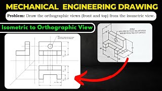 Isometric to Orthographic  Problem 2  Conversion of Isometric to Orthographic View  ME Drawing [upl. by Graybill]