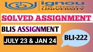 BLI 222 SOLVED ASSIGNMENT 20232024 BLI 222 IGNOU SOLVED HANDWRITTEN ASSIGNMENT 202324 ignou [upl. by Nomannic903]