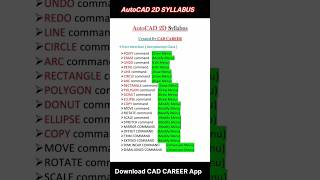 AutoCAD 2D Syllabus Created By CAD CAREER cadcourse shorts [upl. by Ennovaj]