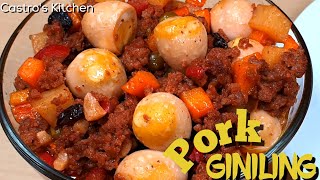 PORK GINILING WITH QUAIL EGGS I How to Make Pork Giniling I Quick and Easy Recipe I Castros Kitchen [upl. by Simmie]