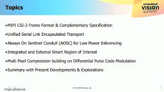 The MIPI Alliance Describes CSI2 Image Sensor Interface Standard Features for Visual AI Preview [upl. by Eelnayr]