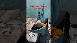 Beautiful lake gokyo mountains trekker everestbasecamp travel camping viralvideo shorts [upl. by Lundeen]