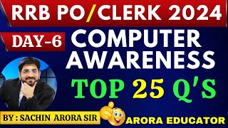 IBPS RRB POClerk 2024  Computer Awareness Classes  IBPS RRB Computer Knowledge Day 6  Sachin Sir [upl. by Buine]