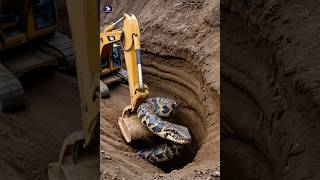 An Excavator Encounter A Giant Pythonpythonencounter snake pythonsnake [upl. by Ognimod]