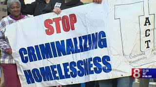 Protestors rally against New Havens homelessness policies [upl. by Yecram]