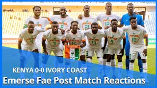 Ivory Coast Elephants Head Coach Emerse Fae Reacts To Kenya vs Ivory Coast DRAW [upl. by Rachel804]