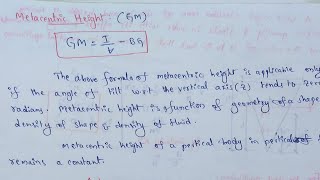 Metacentric Height  Determination Metacentric Height [upl. by Akaenahs]