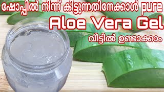 How to make കറ്റാർവാഴ aloe vera gel at home easly  Homemade aloevera gel in malayalam [upl. by Rusticus]