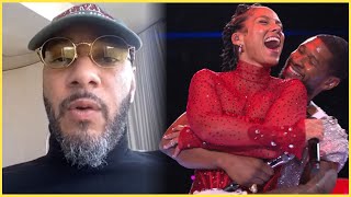 Swizz Beats Reacts to Usher amp Alicia Keys’ Hug During Super Bowl Show  Funniest Super Bowl Memes [upl. by Anirbac]