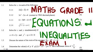 Mathematics Grade 11 Equations and Inequalities Exam mathszoneafricanmotives mathswithadmirelightone [upl. by Squires]