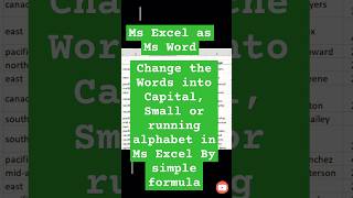 Convert Alphabets Into Capital Small or Running By Formula in Ms Excel trending alphabet shorts [upl. by Ariait]