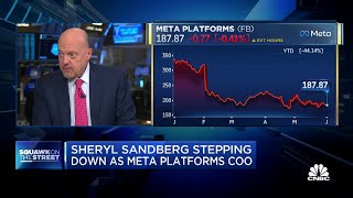 Jim Cramer breaks down Meta shares after Sandberg plans to step down [upl. by Ayik]