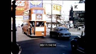 1960s London POV Driving Through Piccadilly Circus Street Scenes 16mm [upl. by Airamesor]