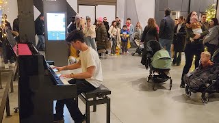 EPIC Carol of the Bells  Piano Cover in Public [upl. by Gladdie198]