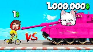 CHOCAMOS UN COCHE de 1 vs 1000000 en GTA 5 😱💥 ¡CARA a CARA 9999 IMPOSIBLE [upl. by Attikin]