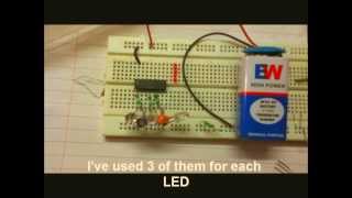 Random LED flasher using 74c14 Hex Schmitt trigger IC [upl. by Tenaej631]