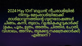 2024 May 10ന് ബുധൻ മേടംരാശിയിലേക്ക് രാശിമാറുന്നത് മകം മുതൽ തൃക്കേട്ട നക്ഷത്രക്കാർക്ക് എങ്ങനെ [upl. by Ardnaid]