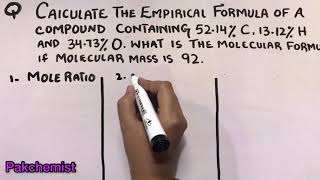 How to Find the Empirical Formula and molecular formula from percentage  Easy steps [upl. by Leihcey]