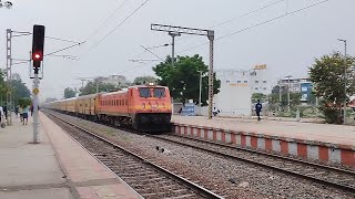 Crossing of 07397  Hosapete  Ballari DEMU Spl and BZA WAP4 hauled 17225  Amaravati Express [upl. by Sulohcin37]