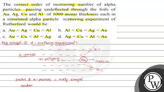 The correct order of increasing number of alpha particles passing undeflected through the foils [upl. by Auohs]