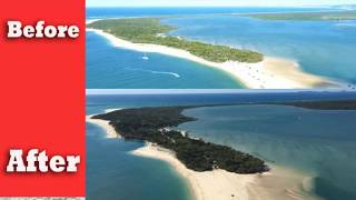 Inskip Point  before and after sinkhole section of Australian beach collapses into sea landslip [upl. by Einaled]