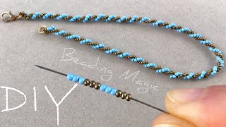 Double Spiral Beaded Rope Tutorial How to Make a Beaded Chain [upl. by Jardena506]