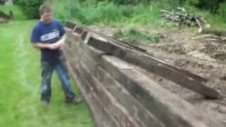 Railroad tie retaining wall 7214 [upl. by Summers]