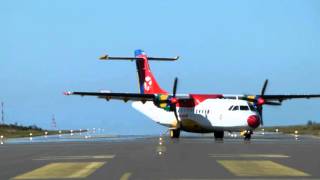 DAT ATR42 landing at Stord Airport [upl. by Leuamme613]