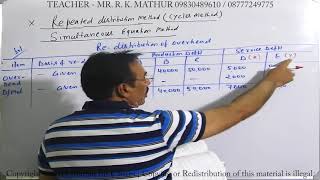 Calculation of Redistribution of Overheads Problem No 624  Cost Accounting  Mathur Sir Classes [upl. by Daisie209]