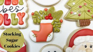 How To Decorate Easy Stocking Sugar Cookies 12 Days of Christmas [upl. by Eedolem]