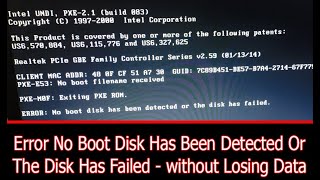 Error No Boot Disk Has Been Detected Or The Disk Has Failedwithout Losing Data  How to Fix in Urdu [upl. by Alburg]