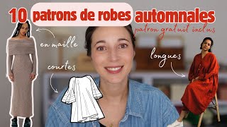 Top 10 Patrons de Robes Automnales à Coudre 🍂✂️ ⎟Longues Courtes amp En Maille [upl. by Alikee35]