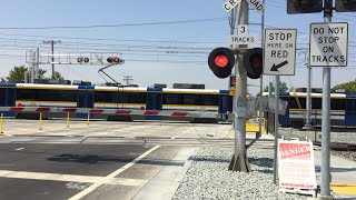 SACRT Light Rail Test Trains passing Meadowview Road Railroad Crossing [upl. by Angelina532]