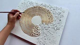 Modern Circle Texture Art  Spatula Techniques amp Gold Leaf Art Tutorial  DIY Textured Wall Art [upl. by Anitnatsnoc]