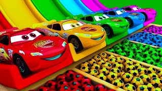 TRANSPORTING PIXAR CARS amp FRUITS WITH COLORED amp JOHN DEERE vs CLAAS vs TRACTORS  BeamNGdrive [upl. by Oneill]