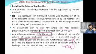 L3 Separation of Lanthanide by ionexchange method amp solvent extraction method SYBSclanthanide [upl. by Norahs]