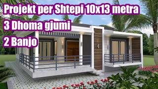 Plan per Shtepi 10x13 metra  3 Dhoma gjumi  2 Banjo  Arkitekti Online [upl. by Aneahs516]