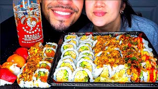 MASSIVE SUSHI PLATTER MUKBANG WIFE  ASMR EATING SHOW SOUNDS NO TALKING [upl. by Ekaterina]